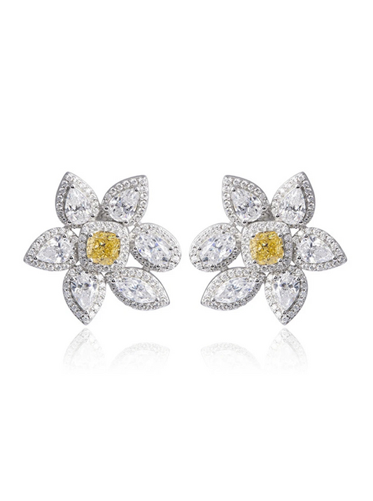 Citrine Gemstone Flower Earrings - Balmas Jewelry