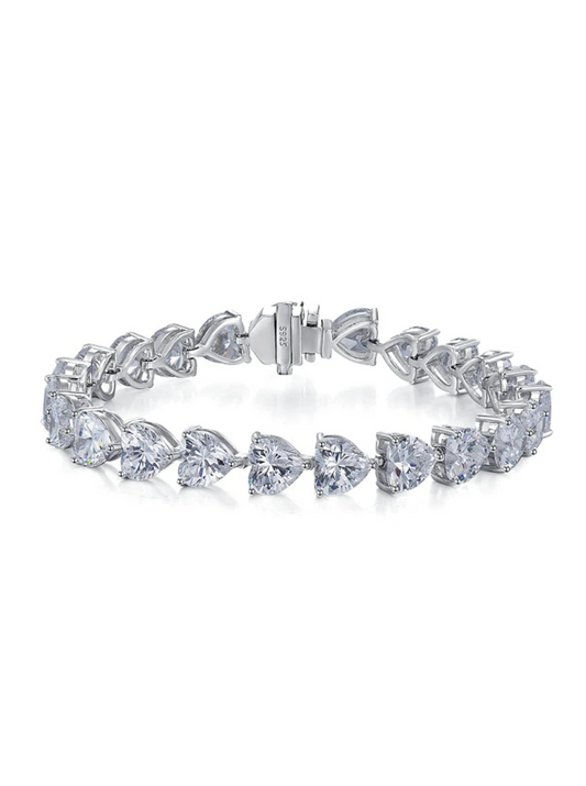 Sterling Silver Heart Shape High Carbon Diamond Bracelet - Balmas Jewelry