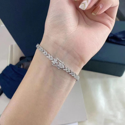 Sterling Silver Diamond Wheat Bracelet - Balmas Jewelry