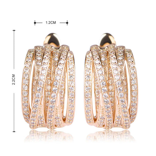 High-Quality AAA Zircon Gold Color Earrings for Women
