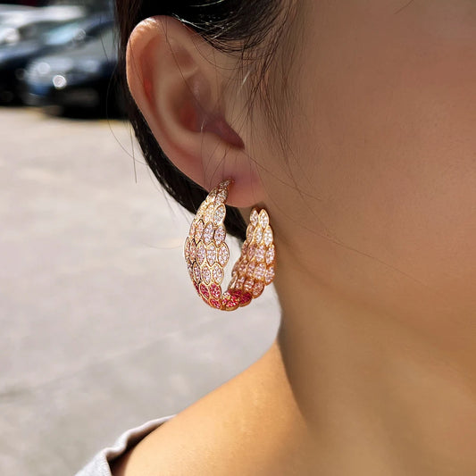 Luxury Double-Sided Feather Hoop Earrings for Women
