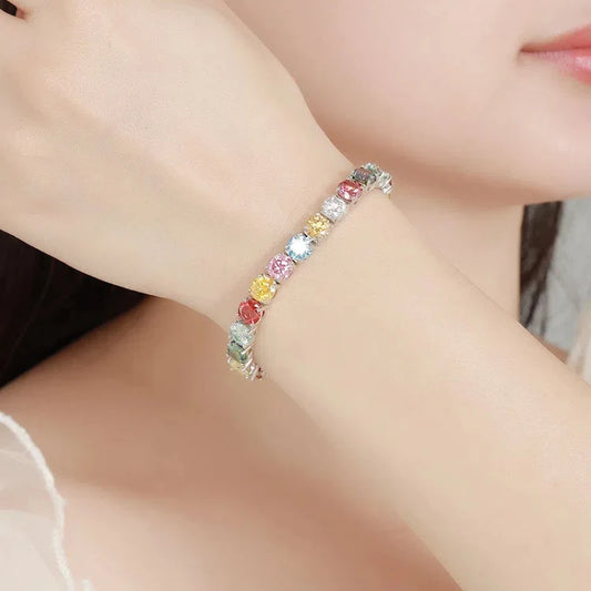 Colorful Tennis Moissanite Gemstone Bracelet - Balmas Jewelry