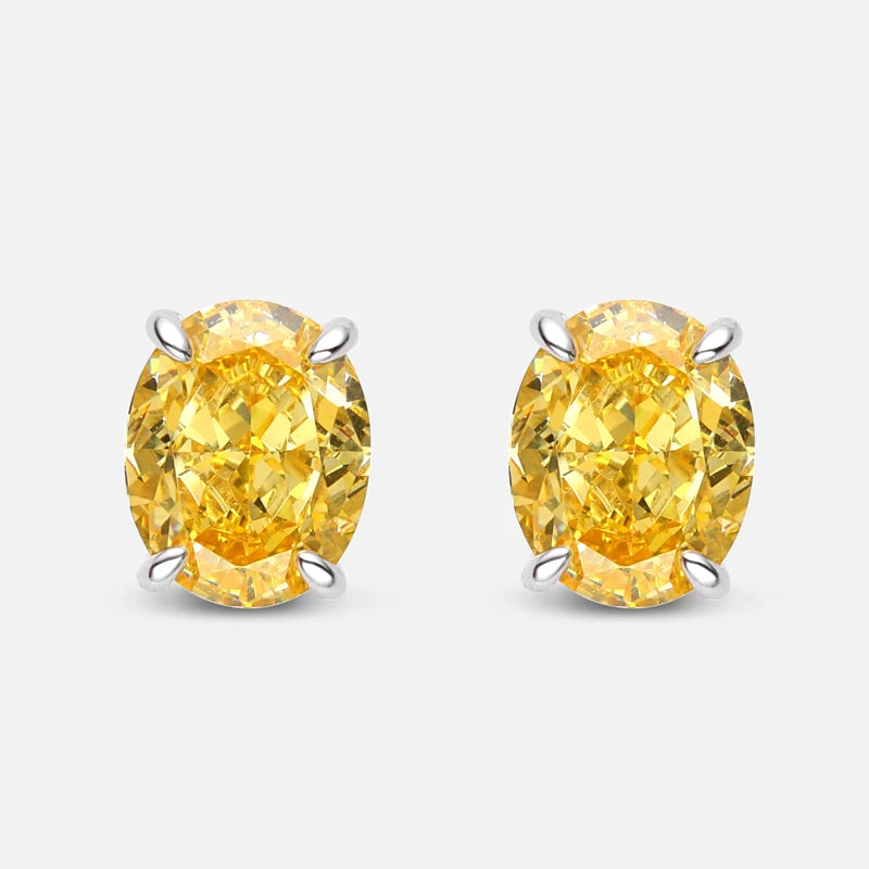 Women's Sparkling Yellow Pink Diamond Stud Earrings - Balmas Jewelry