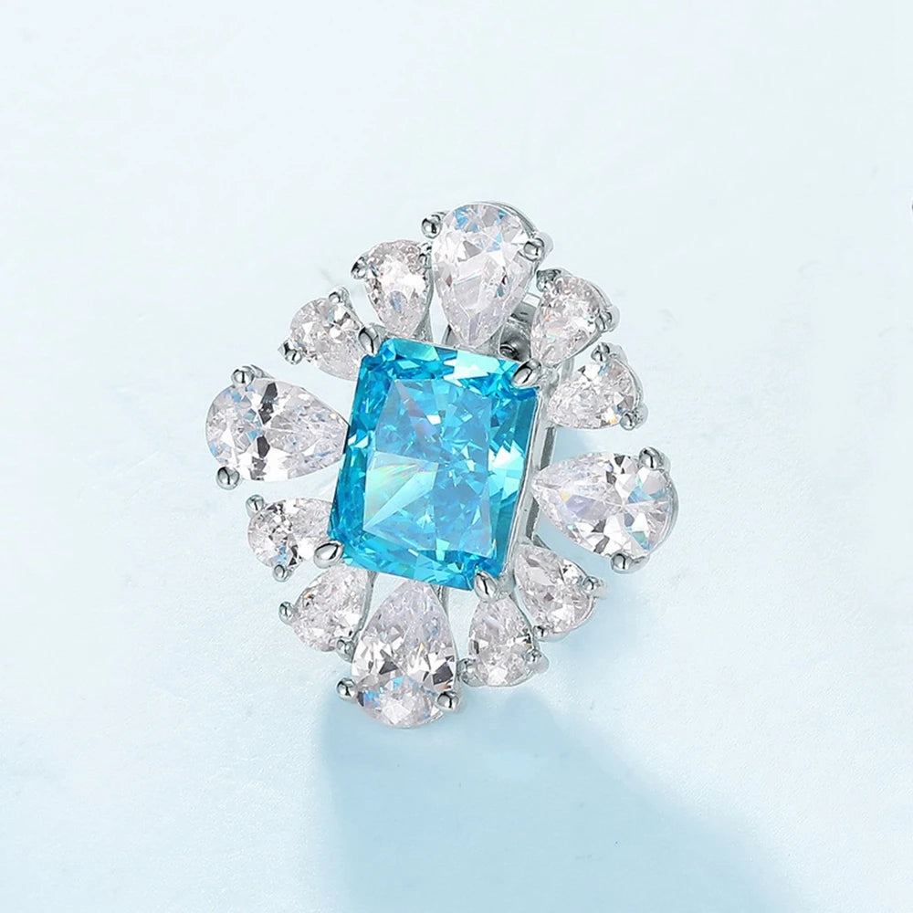 Sterling Silver Crushed Ice Cut Sapphire Stud Earrings - Balmas Jewelry