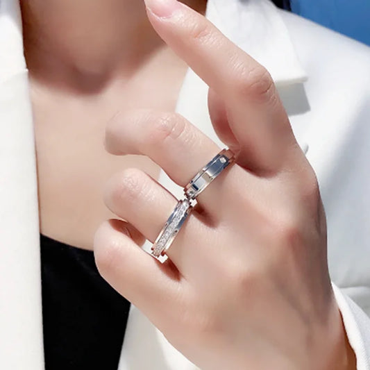 925 Sterling Silver Rotatable Lovers Ring