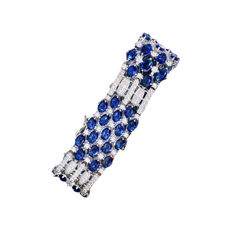 Blue Cubic Zirconia Silver Bridal Party Bracelet