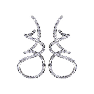 38mm Luxury Winding Lines Geometry Micro Paved Zirconia Wedding Earrings