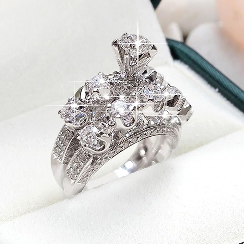 Shiny High Quality Zircon Double Layer Ring - Balmas Jewelry