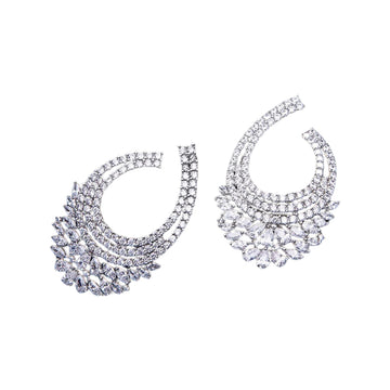 Luxury 50MM Flower Cubic Zirconia Stud Earrings