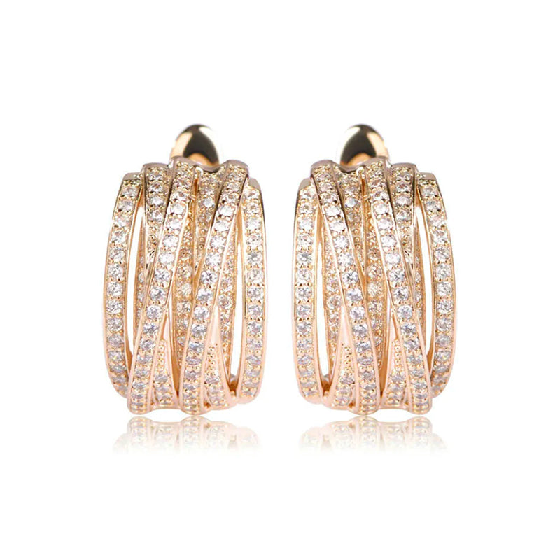 High-Quality AAA Zircon Gold Color Earrings for Women