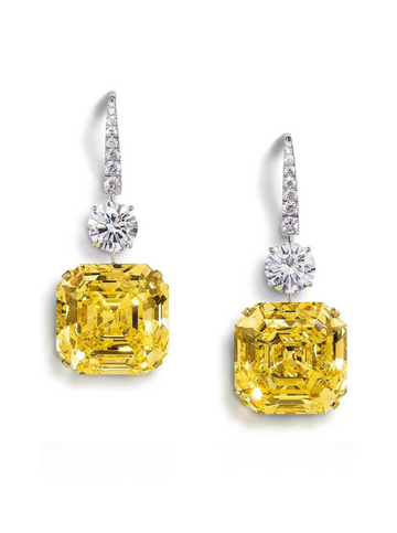 Asscher Cut Gemstone Drop Earrings - Balmas Jewelry