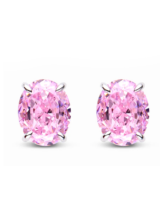Women's Sparkling Yellow Pink Diamond Stud Earrings - Balmas Jewelry