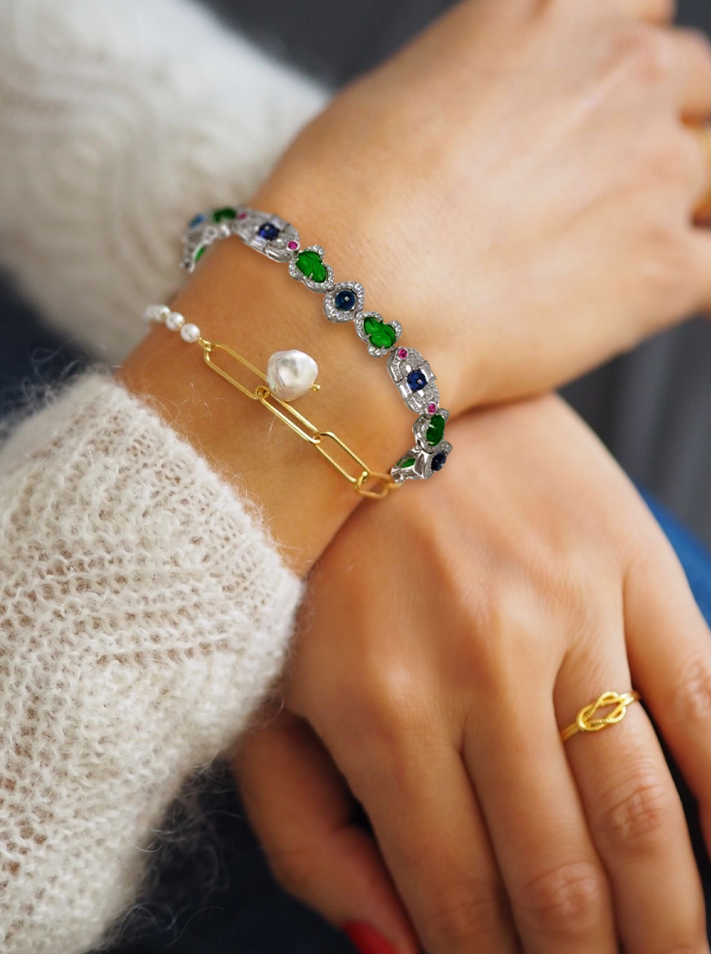 Sterling Silver Gemstone Bracelet for Women - Balmas Jewelry