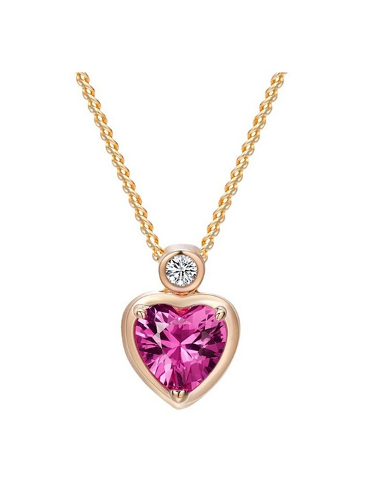 Sterling Silver Heart Shape Gemstone Pendant Necklace - Balmas Jewelry