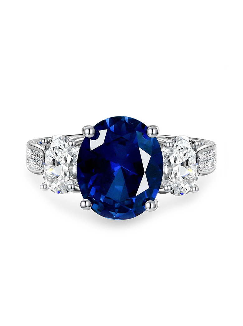 Sterling Silver Oval Sapphire Ring - Balmas Jewelry