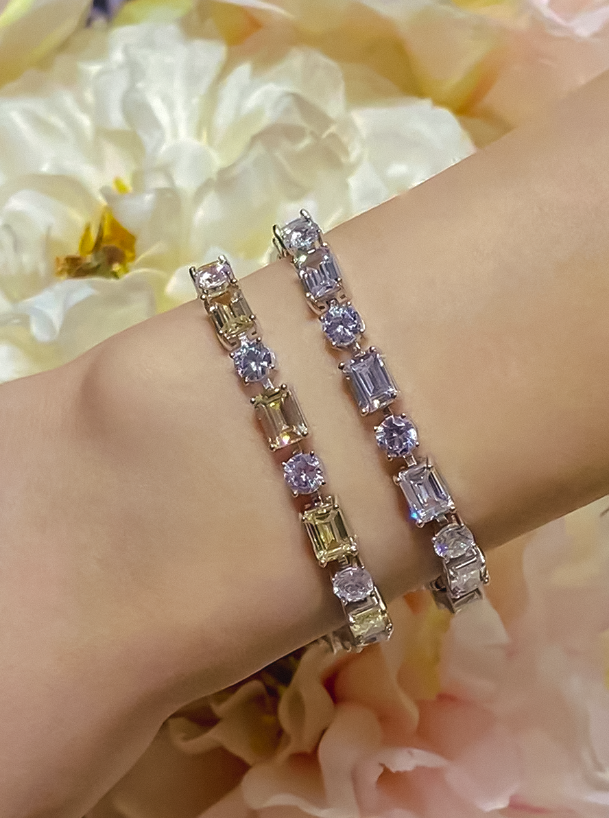 Sterling Silver Round Emerald Moissanite Bracelet - Balmas Jewelry