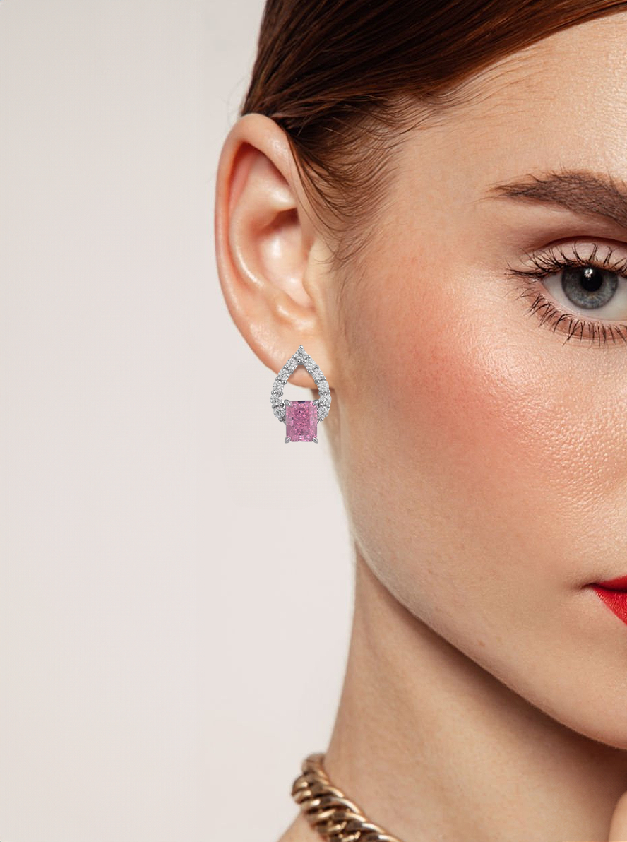 Pink Teardrop Stud Earrings - Balmas Jewelry