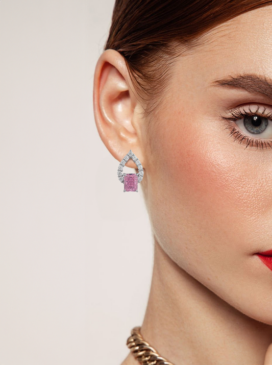 Pink Teardrop Stud Earrings - Balmas Jewelry