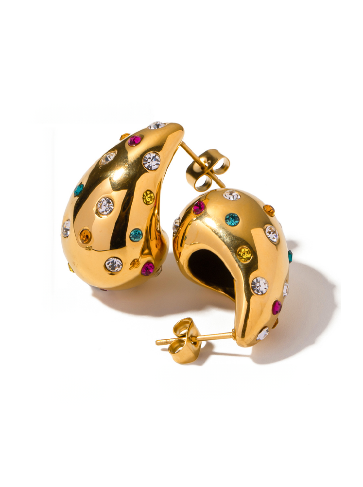 Fashionable Gold Thick Tear Drop Earrings - Balmas Jewelry