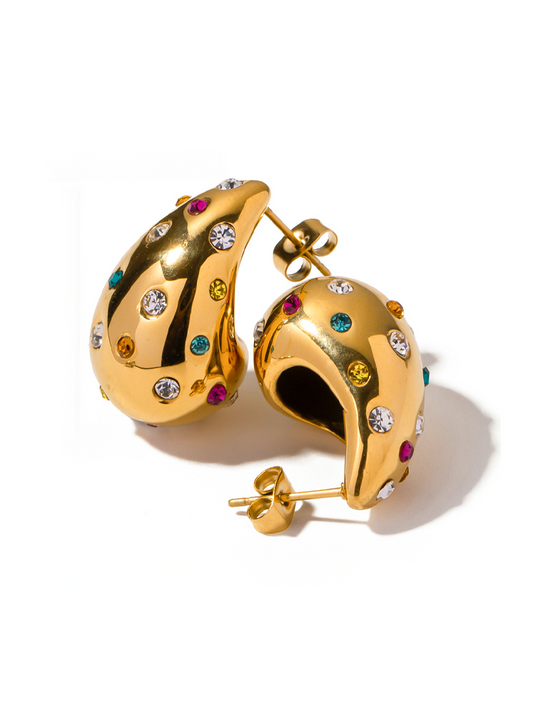 Fashionable Gold Thick Tear Drop Earrings - Balmas Jewelry
