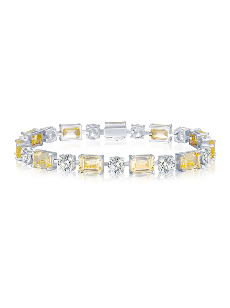 Sterling Silver Round Emerald Moissanite Bracelet - Balmas Jewelry