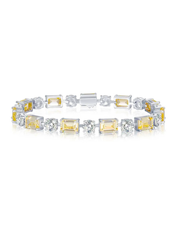 Sterling Silver Round Emerald Moissanite Bracelet - Balmas Jewelry