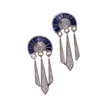 Elegant Micro Pave Blue CZ Flower Hoop Earrings