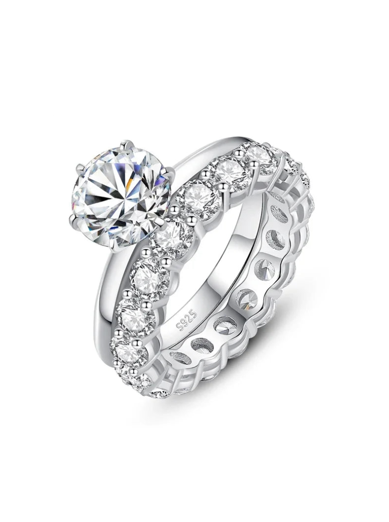 Women's Sterling Silver Moissanite Diamond Ring - Balmas Jewelry
