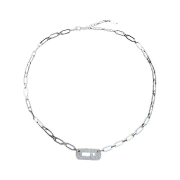 Fashion Micro Pave CZ Pin Link Chain Choker Necklace for Women