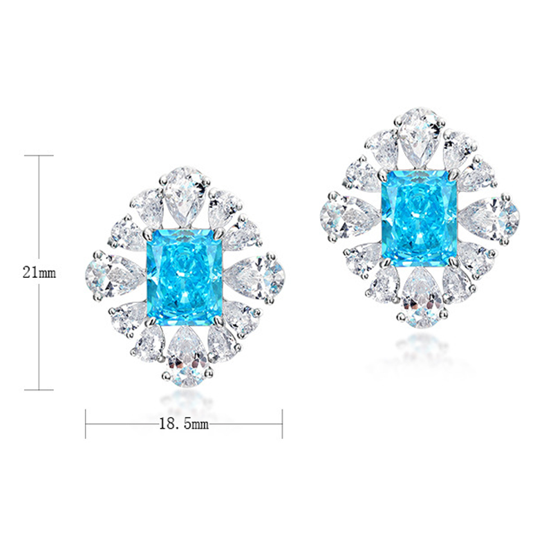 Sterling Silver Crushed Ice Cut Sapphire Stud Earrings - Balmas Jewelry