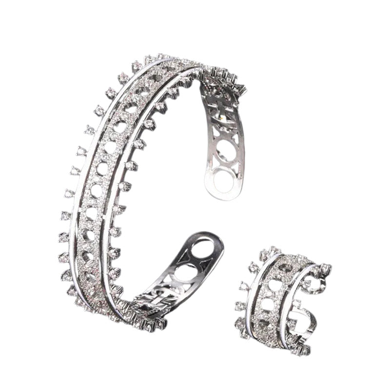Luxury Link Chain Bold Rings with Zirconia Stones for Women