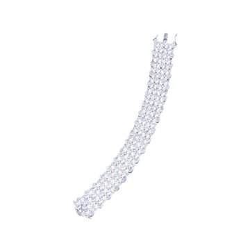 Luxury Wide Silver Cubic Zirconia Wedding Bracelet for Women