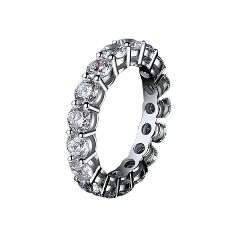 Real Moissanite Row Ring for Women S925 Sterling Silver Plated