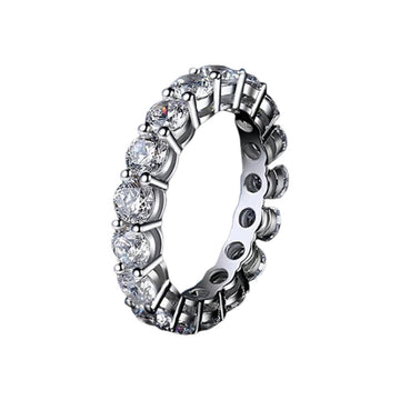 Real Moissanite Row Ring for Women S925 Sterling Silver Plated