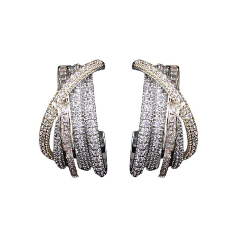 Semi-Circle C-Shape 925 Silver Needle Earrings