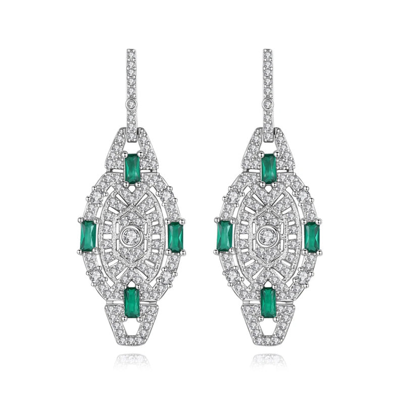 Vintage Stunning Imitation Green Jade Drop Earrings