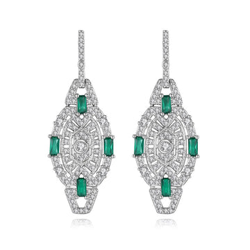 Vintage Stunning Imitation Green Jade Drop Earrings