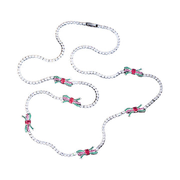 Cubic Zirconia Silver Long Sweater Necklace