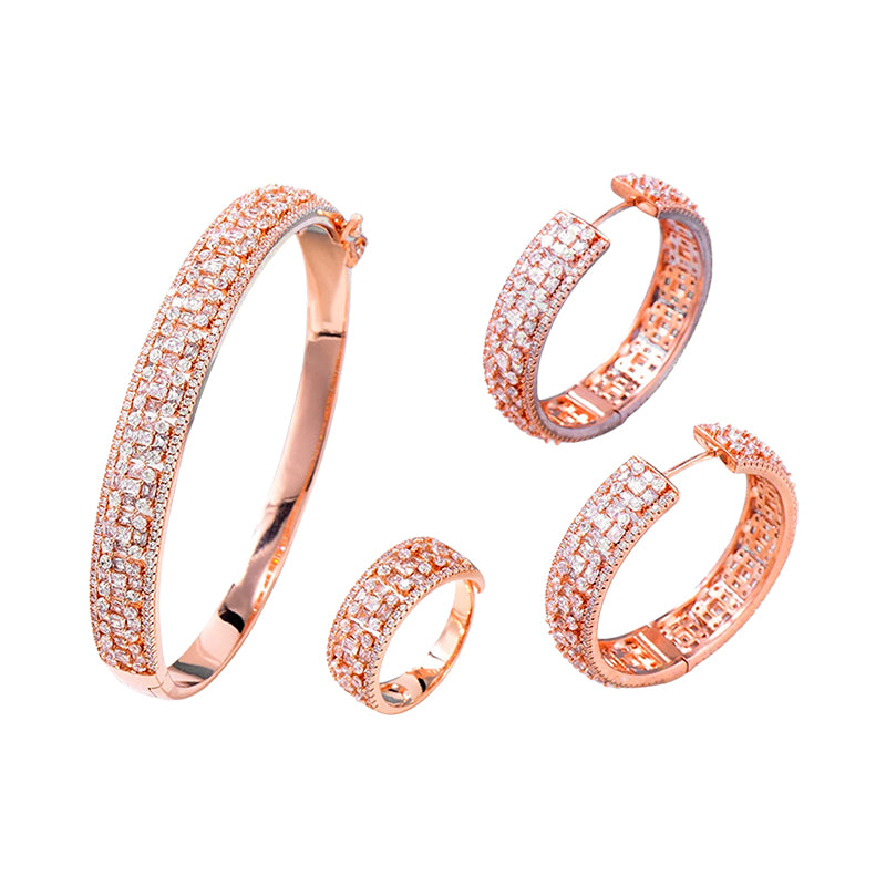 Colorful Square CZ Bangle & Ring Set