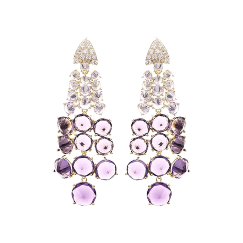 Colorful Cubic Zirconia Grape String Earrings