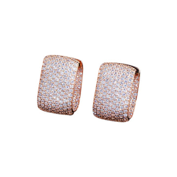 Chic Rose Gold Full CZ U Shape Circle Hoop Earrings for Women