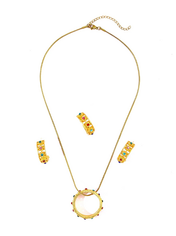 3-piece Set Luxury Fashion stainless steel zircon Necklace Earrings Ring