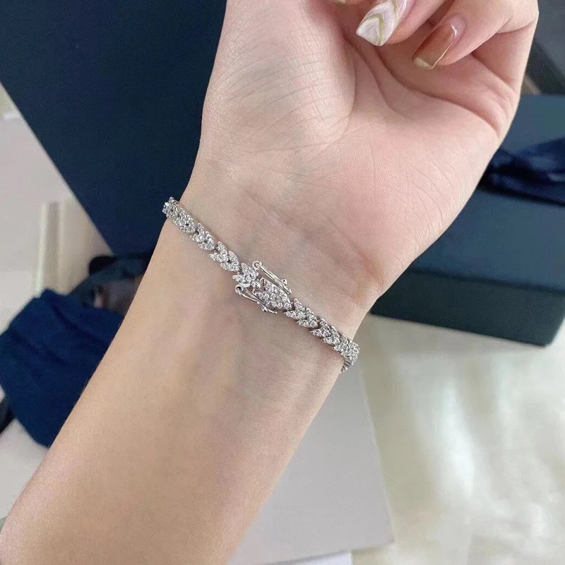 Sterling Silver Diamond Wheat Bracelet - Balmas Jewelry