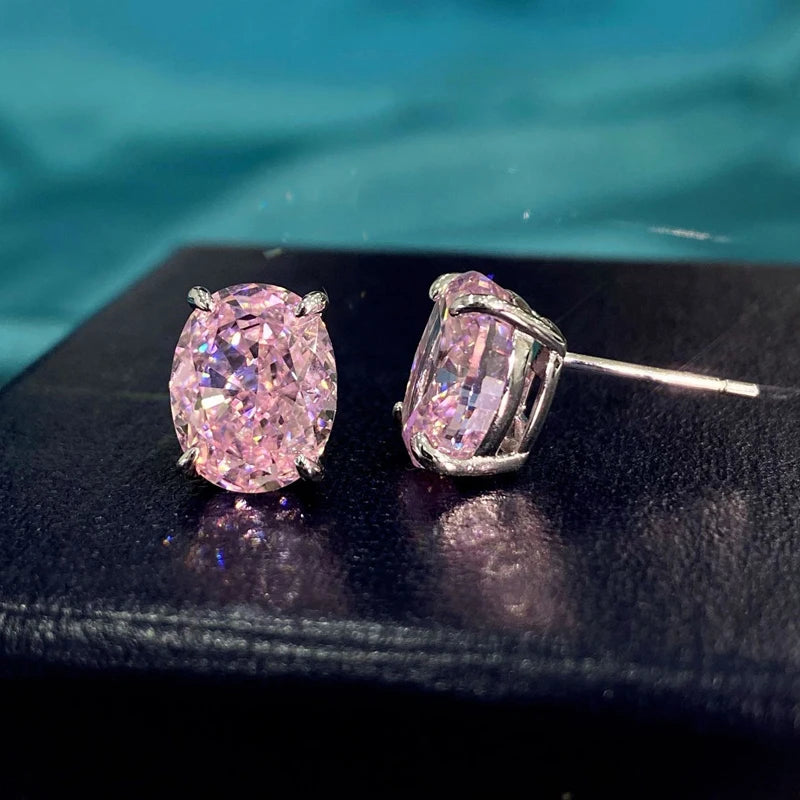 Oval Pink 5A Zirconia Earrings - Balmas Jewelry