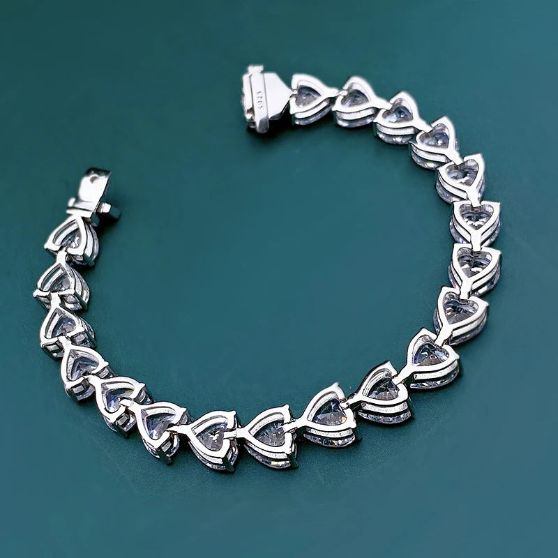 Sterling Silver Heart Shape High Carbon Diamond Bracelet - Balmas Jewelry