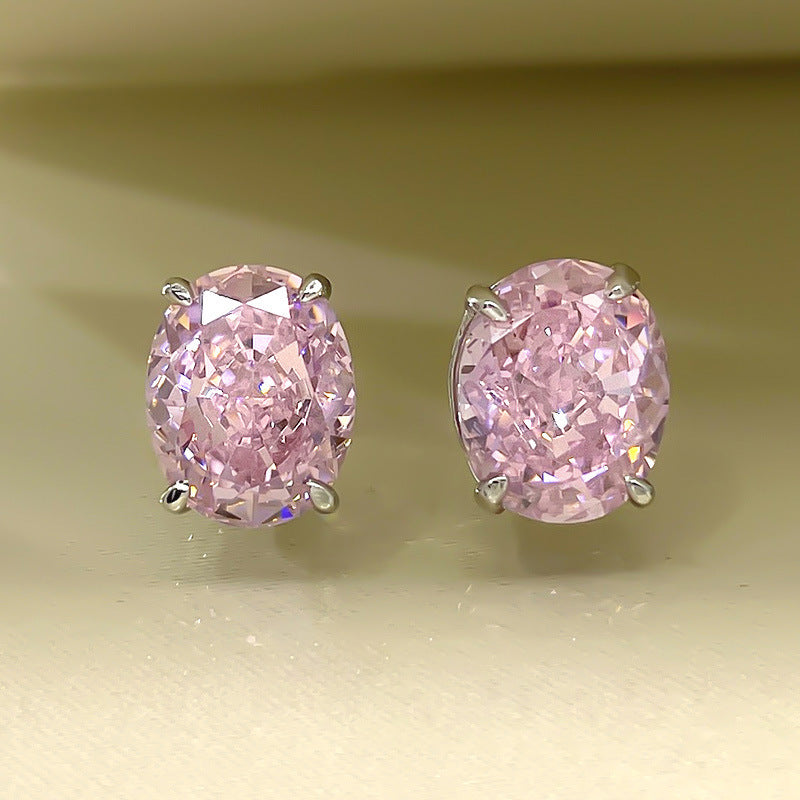 Women's Sparkling Yellow Pink Diamond Stud Earrings - Balmas Jewelry