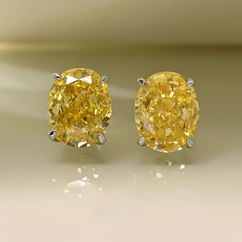 Women's Sparkling Yellow Pink Diamond Stud Earrings - Balmas Jewelry