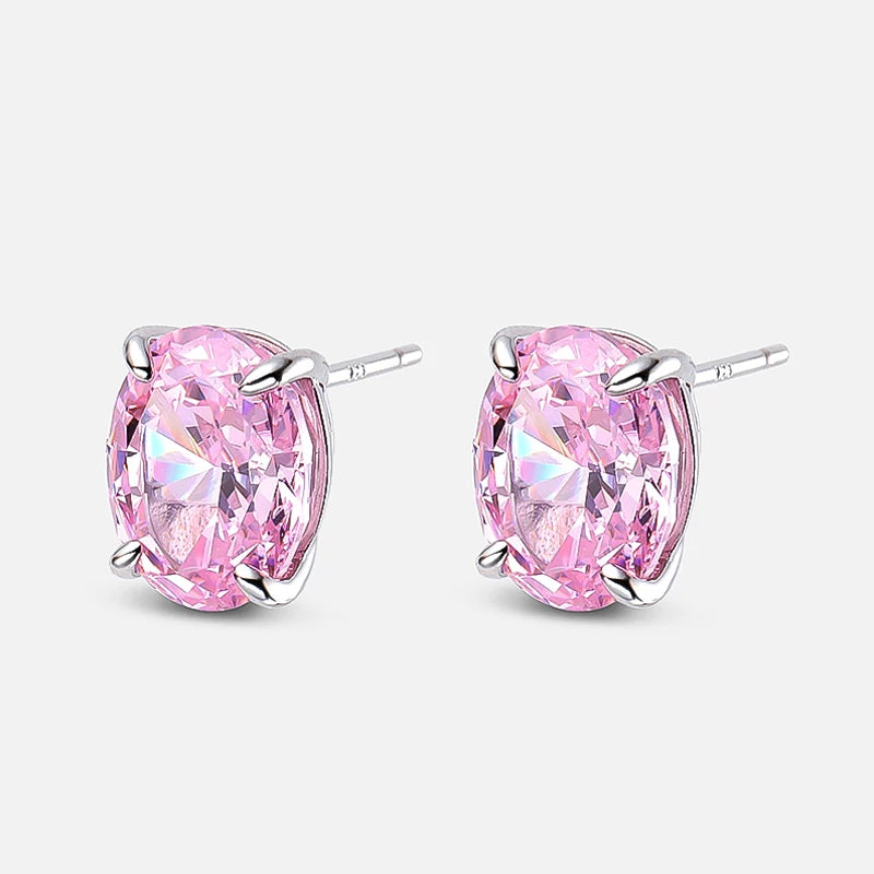 Women's Sparkling Yellow Pink Diamond Stud Earrings - Balmas Jewelry