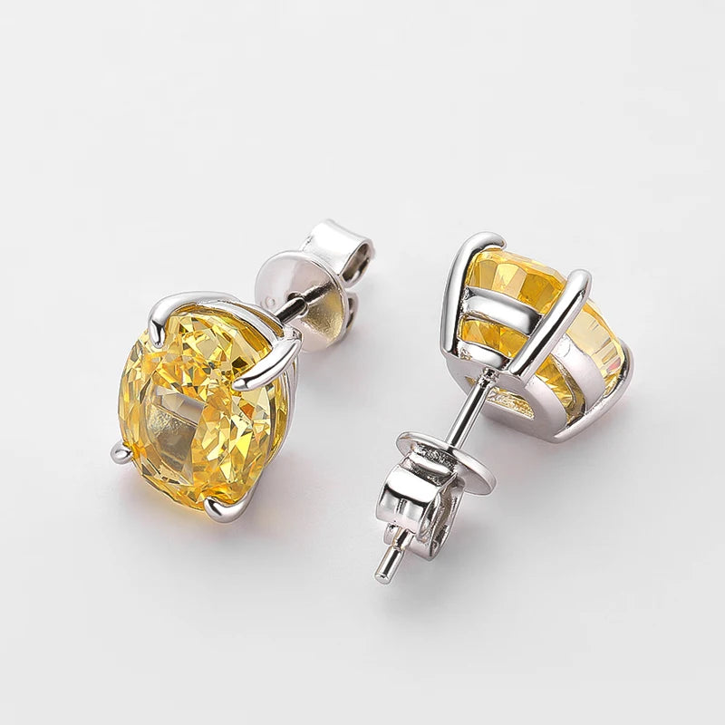 Women's Sparkling Yellow Pink Diamond Stud Earrings - Balmas Jewelry
