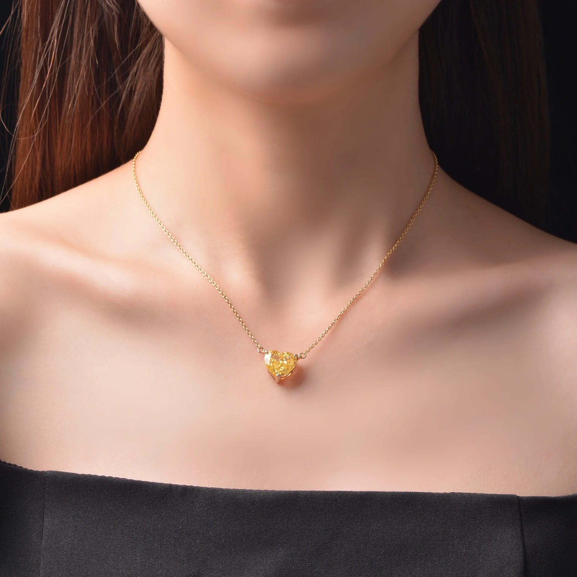 Topaz Heart Pendant Necklace - Balmas Jewelry